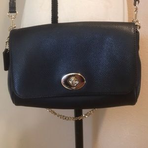 Coach Navy Saffiano Leather Crossbody Bag.